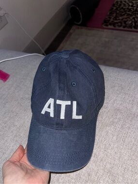 Francesca's Collections Cotton Denim ATL Embroidered Baseball Hat